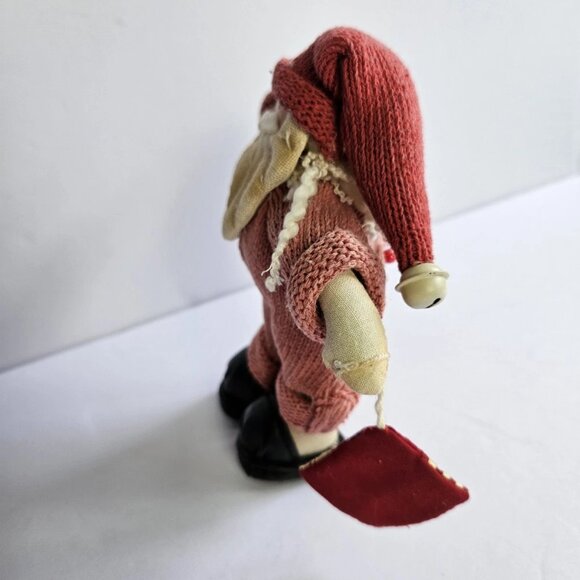 Vintage Cloth Cottagecore Santa Doll Ornament 6.5" Scandinavian Style Holiday - Picture 4 of 9
